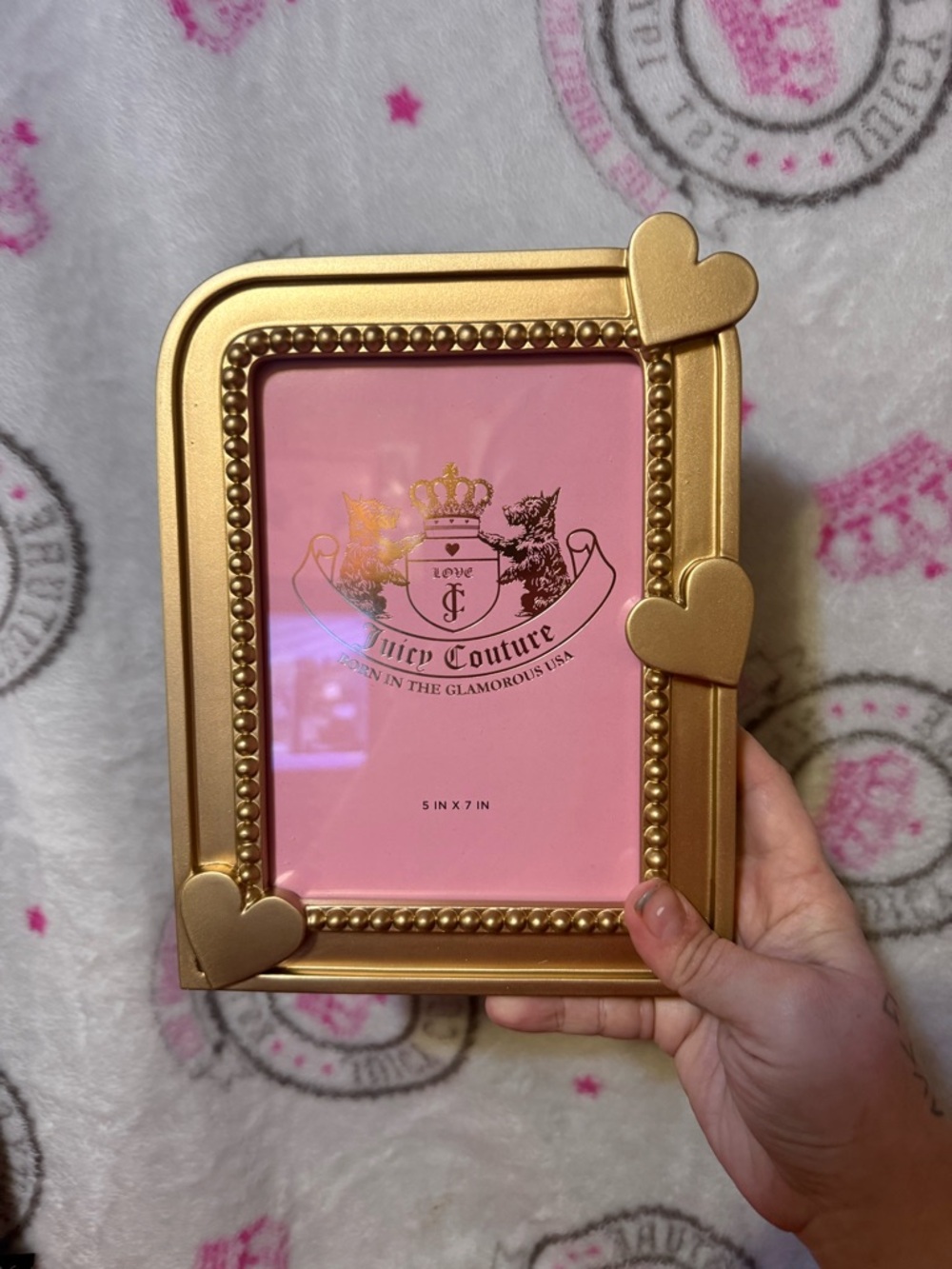 Juicy Couture Gold Heart Photo Frame with Pink Insert